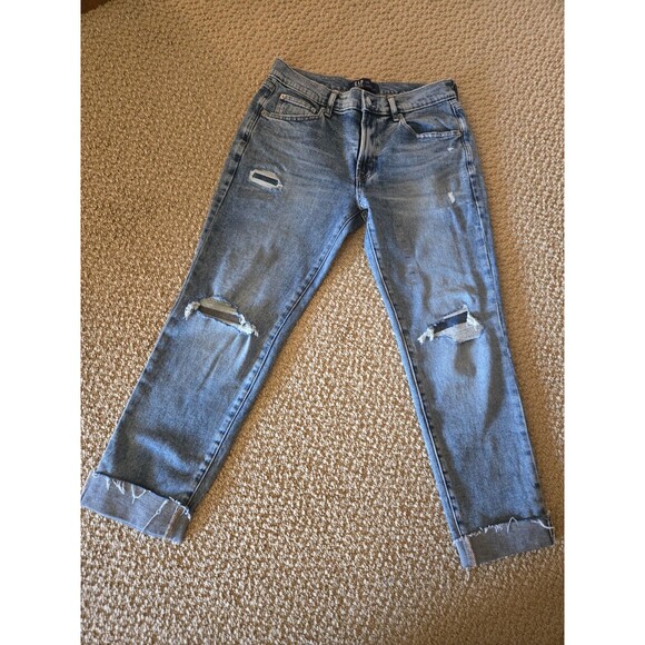 Gap Denim Girlfriend Jeans Womens Size 2 26 Distressed Raw Hem Acid Wash Womens - Picture 3 of 17